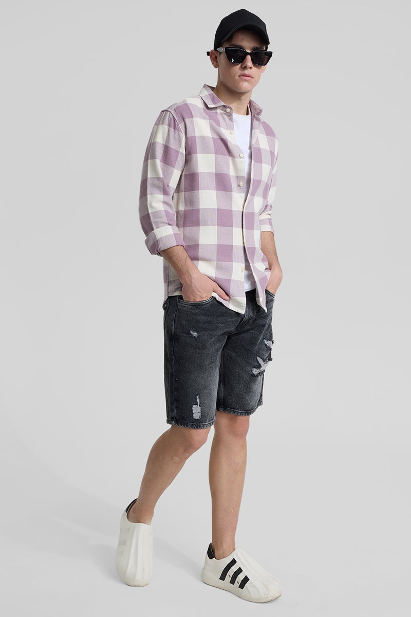SNITCH Lavender Slim Fit Checks Shirt - Image 3
